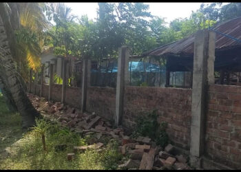 মোল্লাহাটে প্রতিবেশীর সীমানা প্রাচীর ভাঙার অভিযোগ
