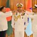 নৌবাহিনী প্রধান মিসবাহ উল আজীমকে র্যাংক ব্যাজ পরিয়ে দিচ্ছেন প্রধানমন্ত্রী