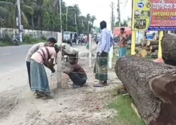 সাতক্ষীরায় সড়ক ও জনপথের জমি দখল করে কাঁটাতারের বেড়া দেওয়ার অভিযোগ